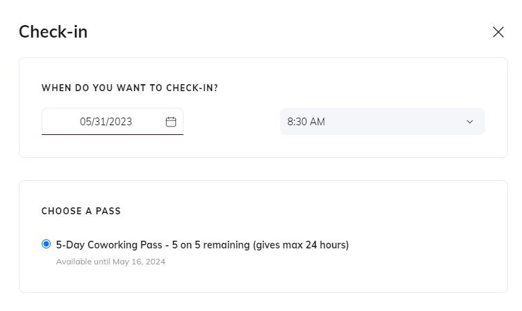 Book a Workspace Choose a Pass